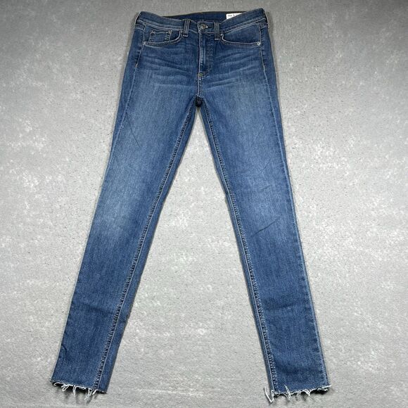 Rag and Bone Jeans Womens Size 28 Blue Dark Wash High Rise Skinny Denim Pockets - Picture 1 of 14